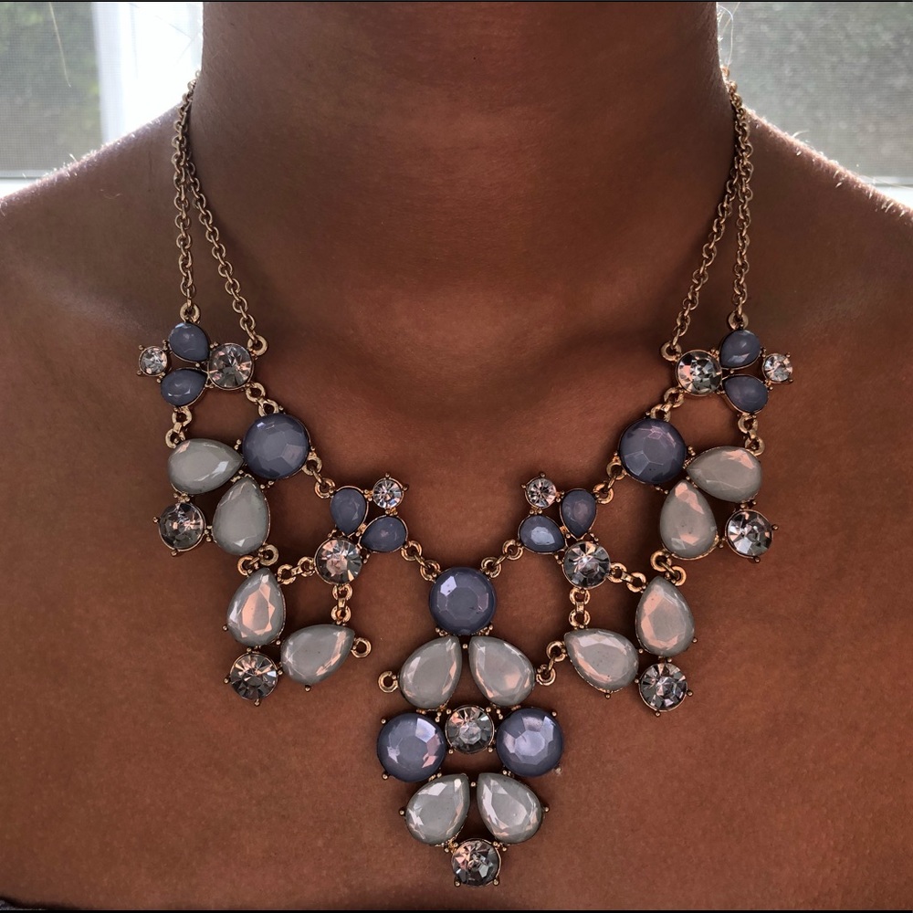 Light blue & clear statement necklace